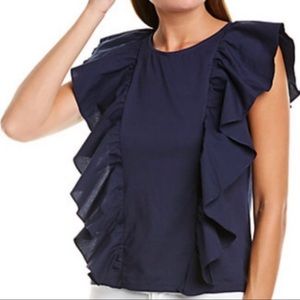 J.Crew Navy Blue Ruffle Sleeveless Blouse